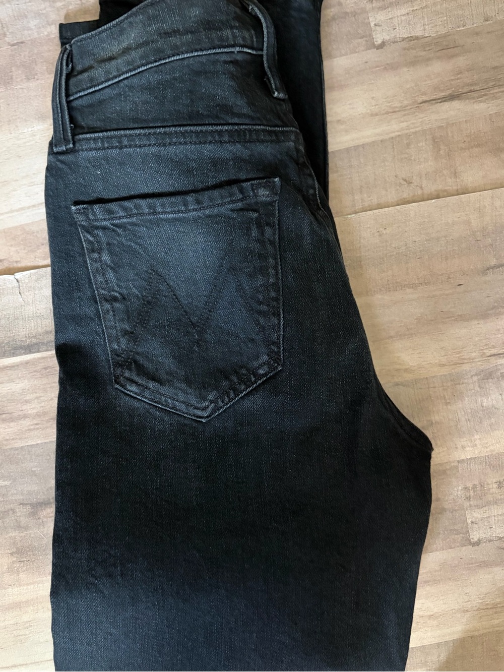 MOTHER The Tomcat Jeans Size 25 Black High Rise Straight Button Fly Denimu